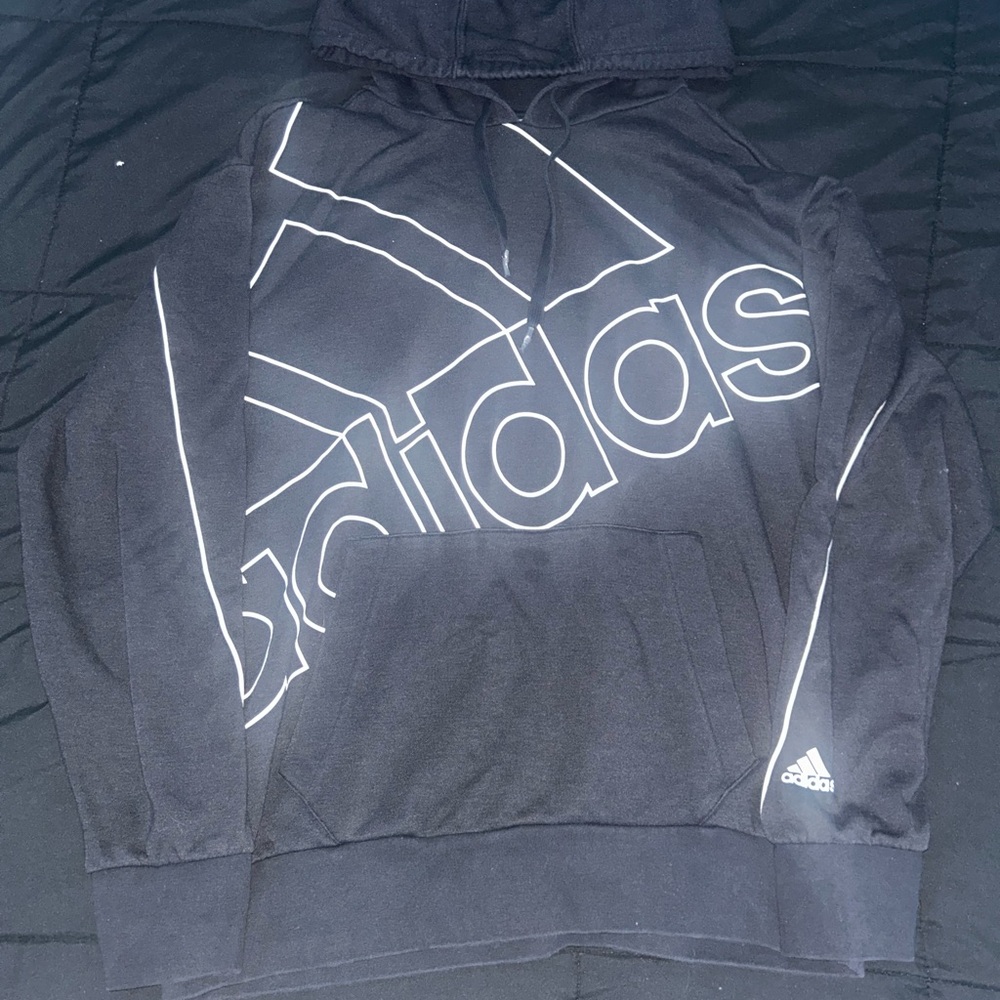 Adidas Black Hoodie with Bold Graphic